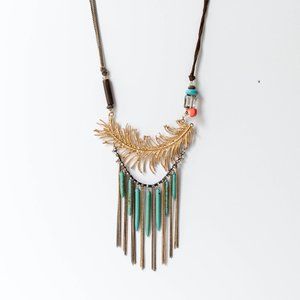 Vintage‎ Boho Bib Necklace, Vintage Artisan Asymmetrical Statement Necklace